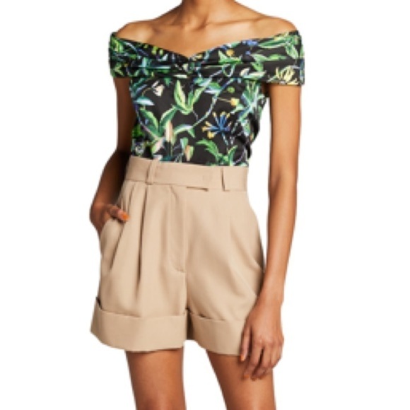 🛍️NWT Jason Wu Collection Tropical-Print Off-the-Shoulder Bardot Top size 4 $595 - Picture 1 of 9